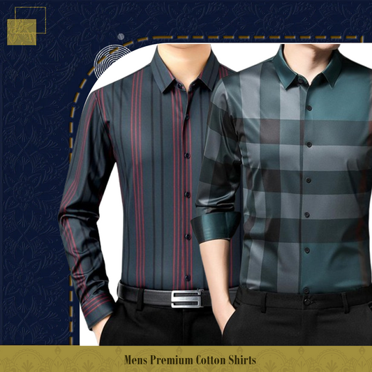 Men's Premium Cotton Shirts (R LINE+PEACOCK)