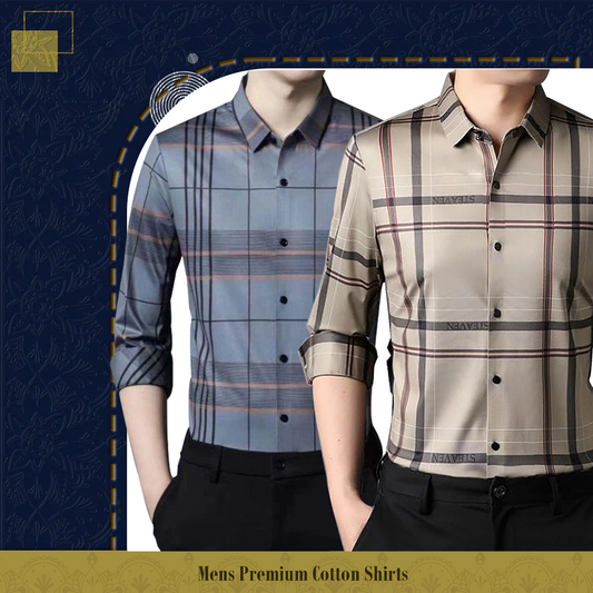 Men's Premium Cotton Shirts (GL+CREAM)