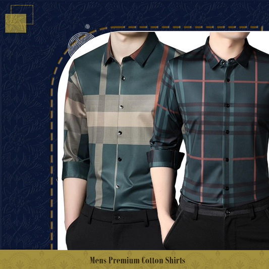 Men's Premium Cotton Shirts (GREEN + GBL )