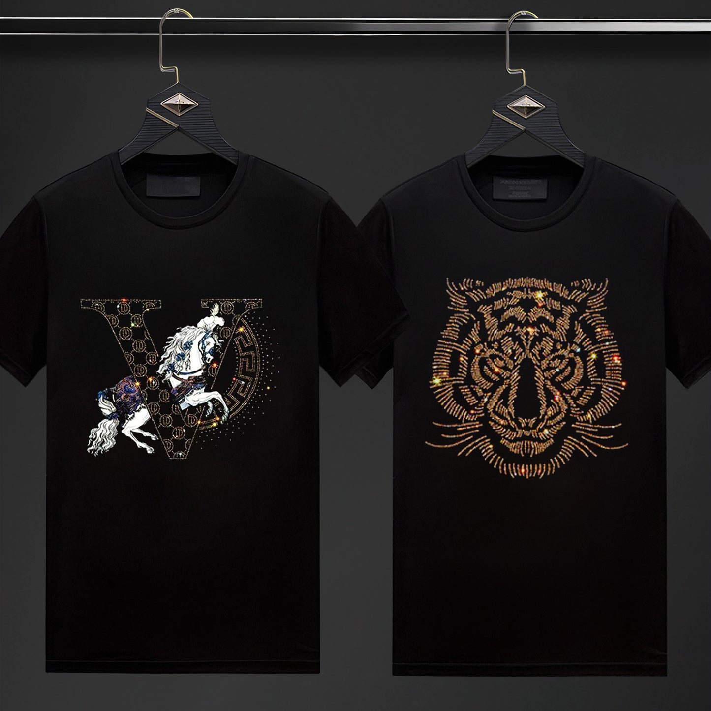 Pack Of 2 Luxury Cotton T-shirts (VHORSE+TIGER1)
