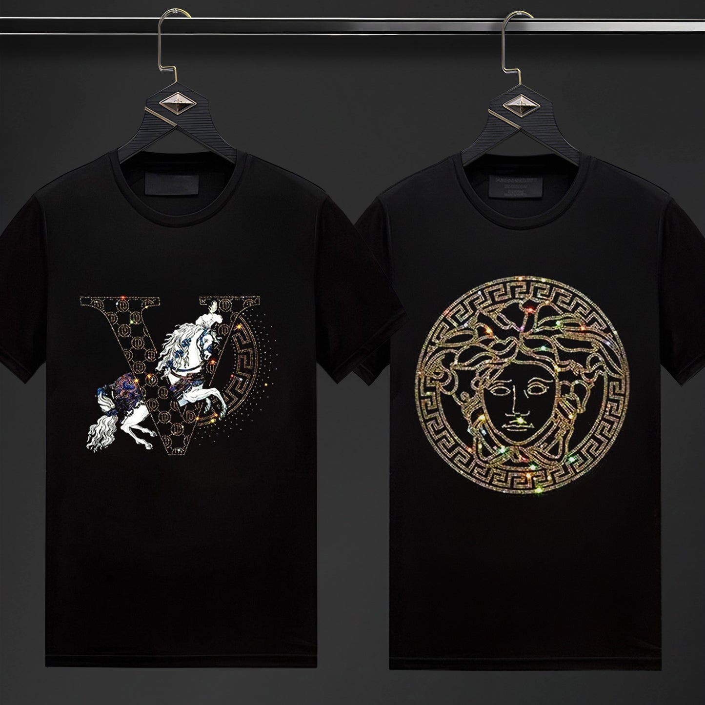 Pack Of 2 Luxury Cotton T-shirts (VHORSE+QUEEN)