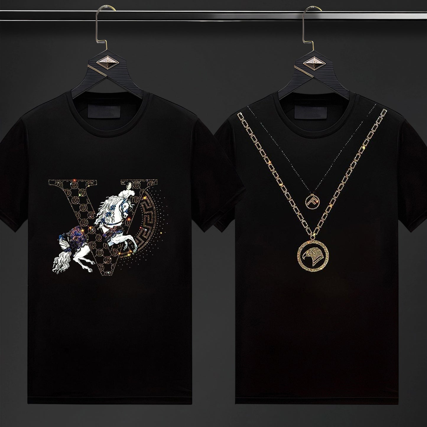 Pack Of 2 Luxury Cotton T-shirts (VHORSE+FLOCK)
