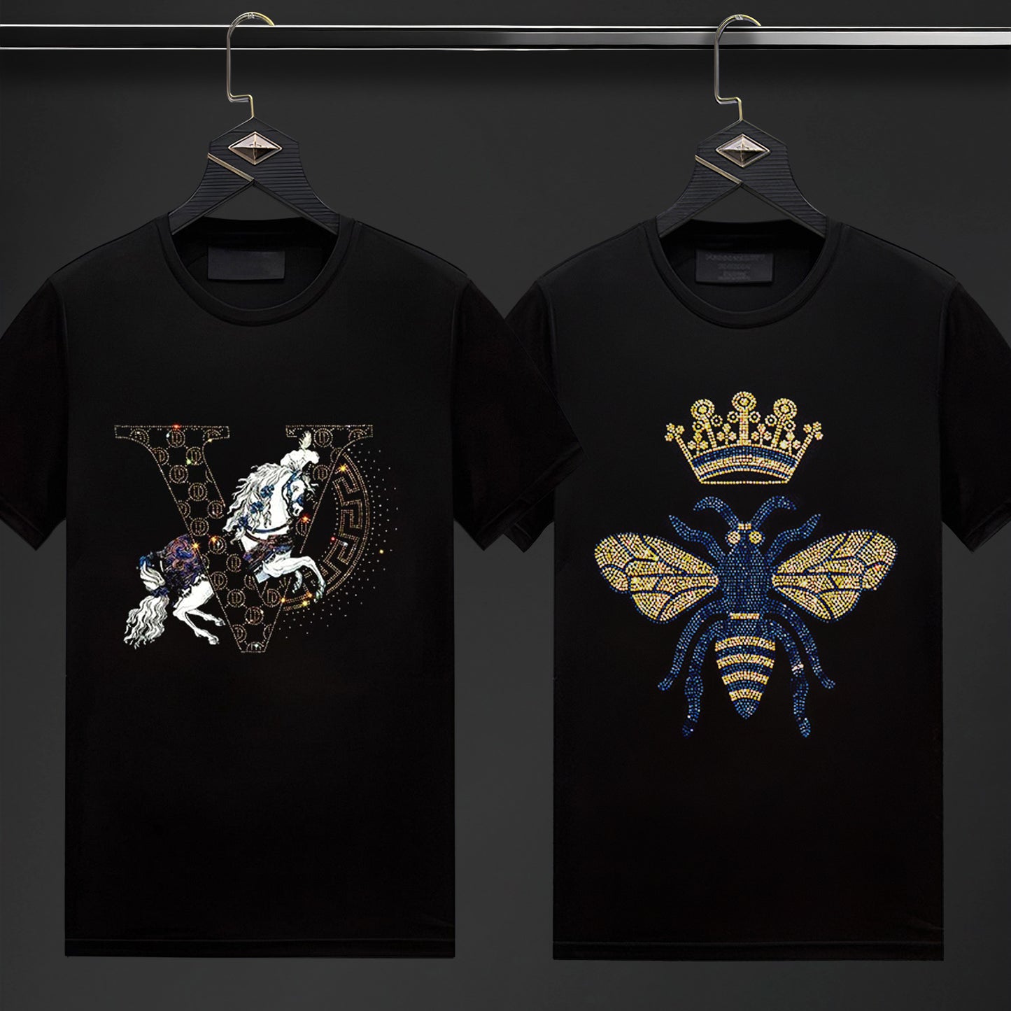 Pack Of 2 Luxury Cotton T-shirts (VHORSE+BUTTERFLY)