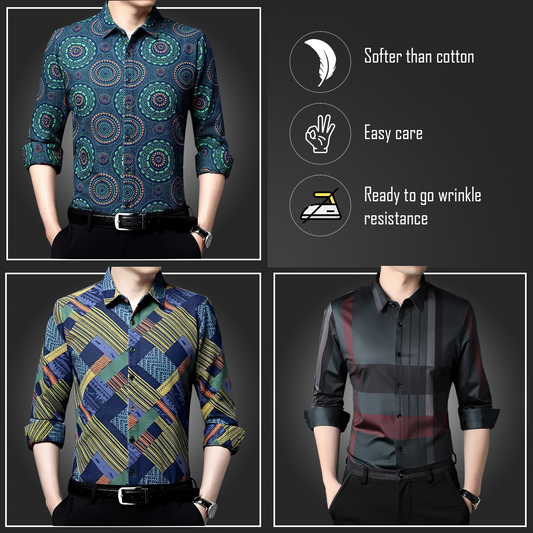 Pack of 3 ( Men's Premium Cotton Shirts ) BCP+ZIGZAG+RBL