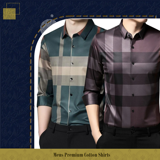 Men's Premium Cotton Shirts (GREEN + BB 2)