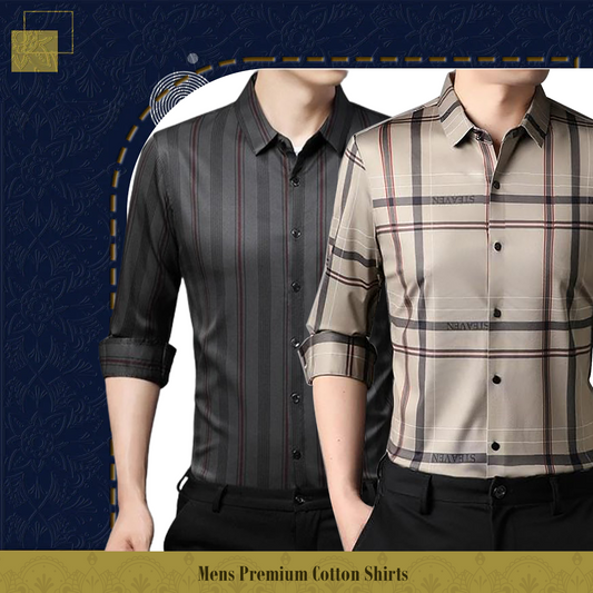 Men's Premium Cotton Shirts (DGRB+CREAM)