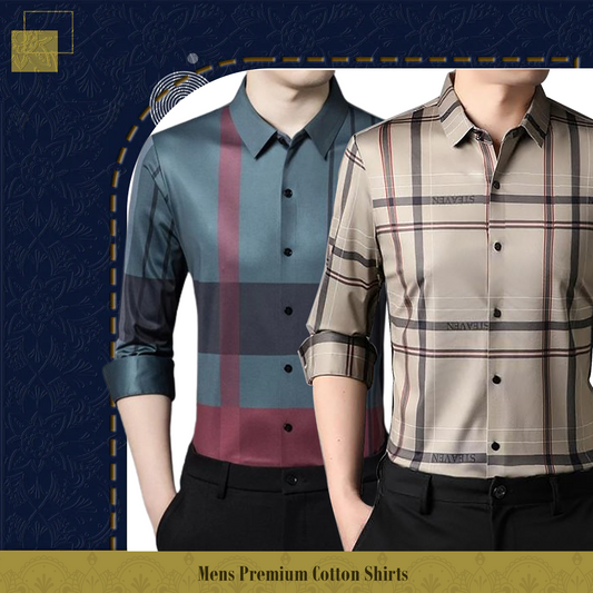 Men's Premium Cotton Shirts (GRC + CREAM)