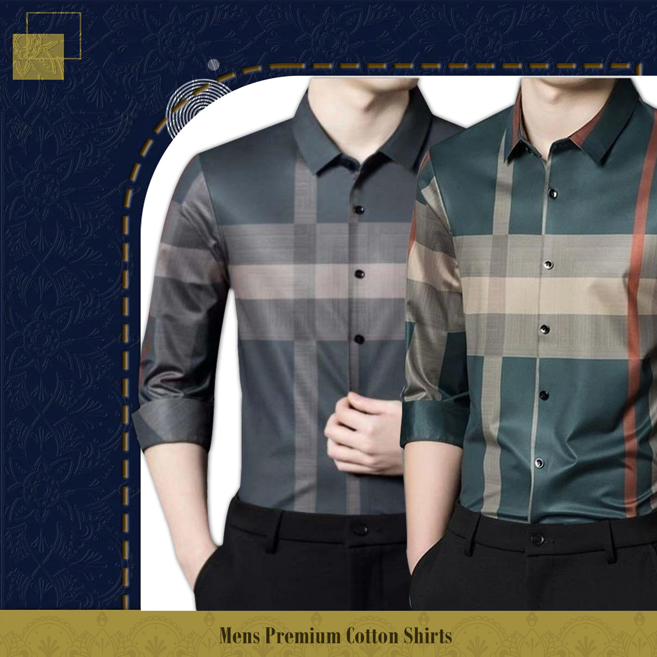Pack of 2 Full Sleeve Cotton Check Shirt (BRG+GREEN)