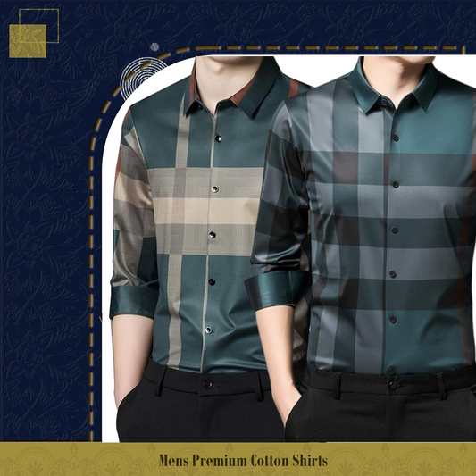 Men's Premium Cotton Shirts (GREEN + PEACOCK)