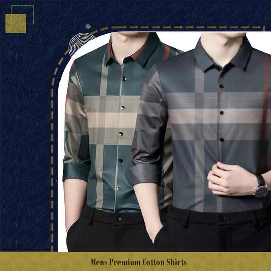 Men's Premium Cotton Shirts (GREEN + BRG)