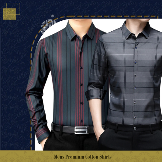 Men's Premium Cotton Shirts (R LINE+SILVER L)