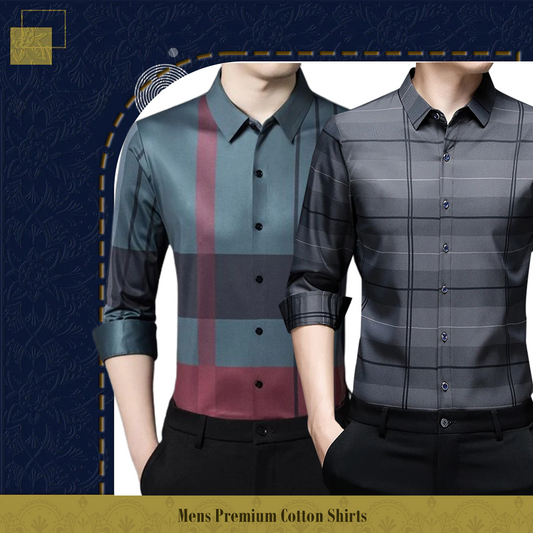 Men's Premium Cotton Shirts (GRC + SILVER L)