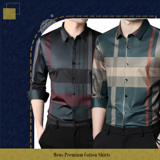 Men's Premium Cotton Shirts (RBL+GREEN)
