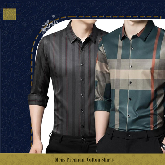 Men's Premium Cotton Shirts (DGRB+GREEN)