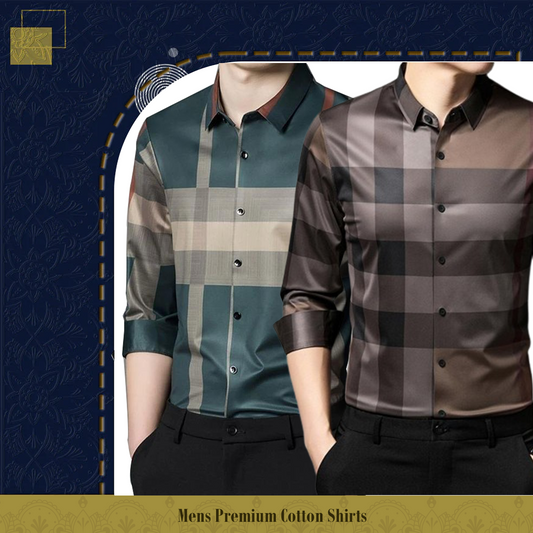 Men's Premium Cotton Shirts (GREEN + BB CHECK)