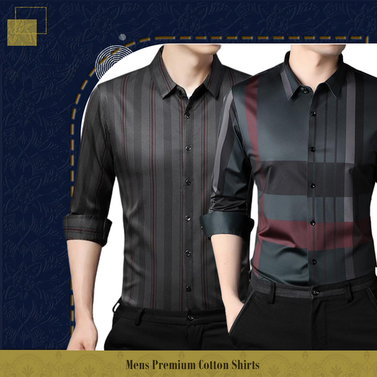 Men's Premium Cotton Shirts (DGRB+RBL)