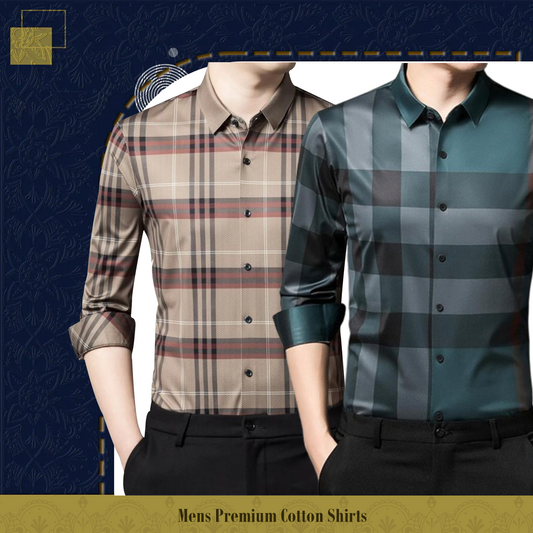 Men's Premium Cotton Shirts (BROWN_BOX+PEACOCK)