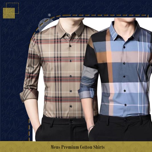 Men's Premium Cotton Shirts (BROWN_BOX+SOB)