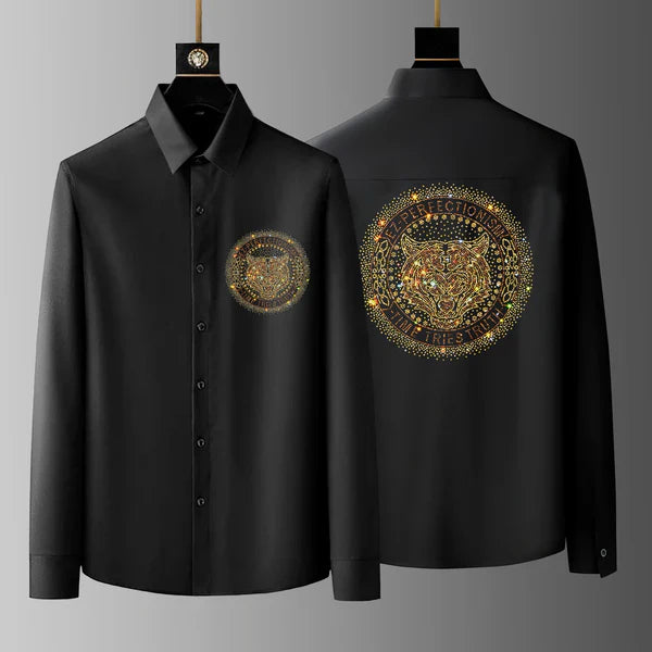 Pack Of 2 Black Luxury Cotton Shirts (TIGER 2 +RULER)