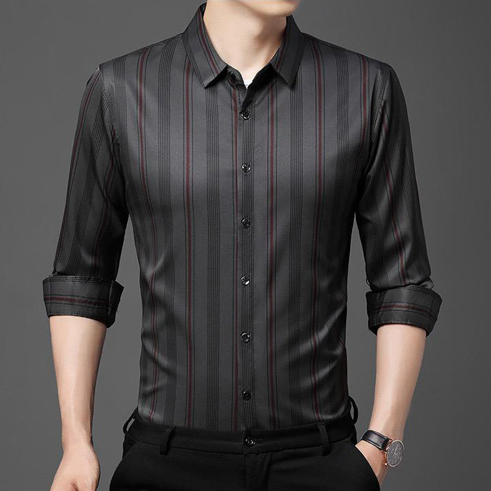 Urban Edge Stripe Cotton Full Sleeve Check Shirt (DGRB)