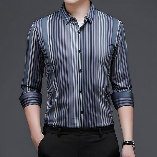 Maritime Stripe Fusion Cotton Full Sleeve Shirt (BLUE LINE)