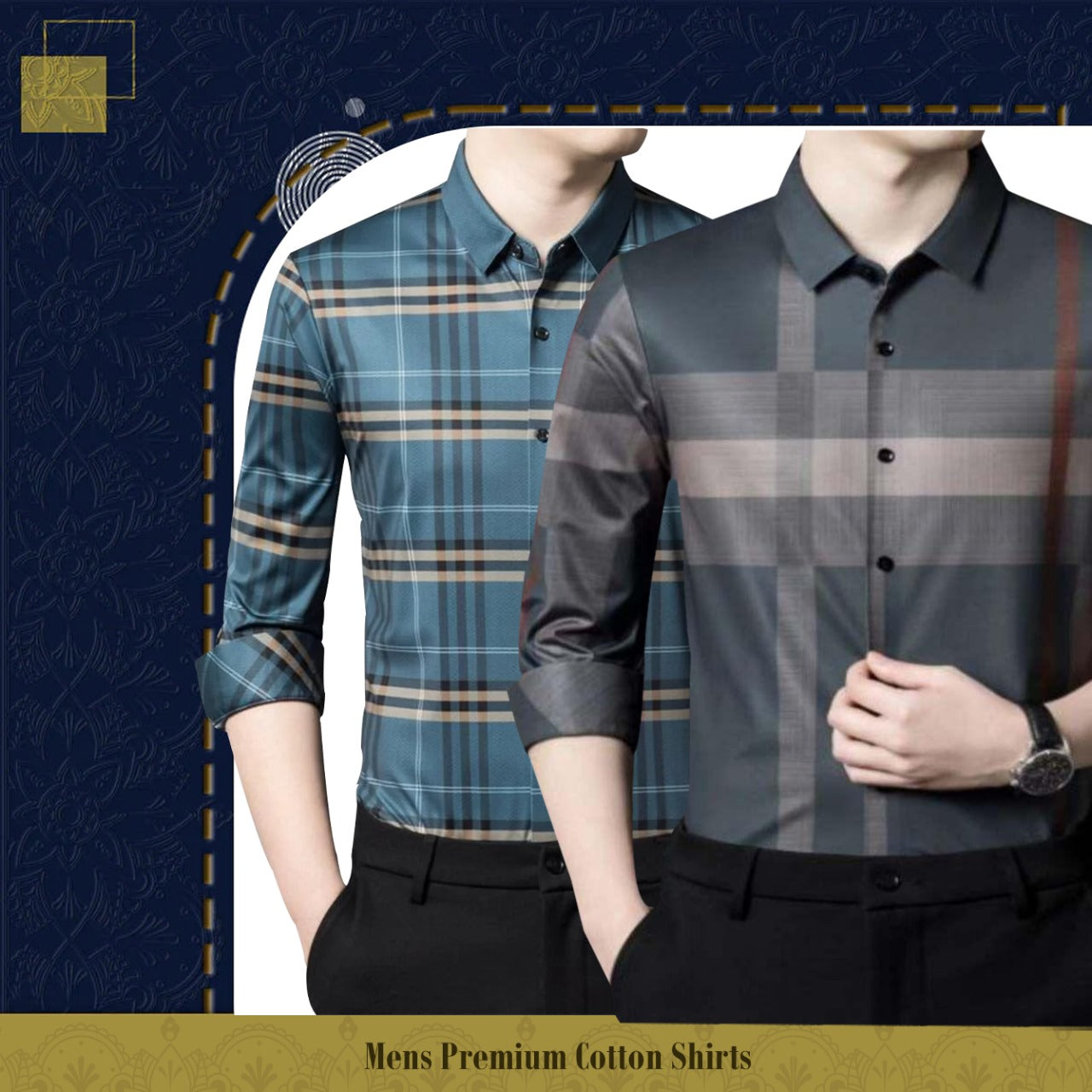 New Pack of 2 Full Sleeve Cotton Check Shirt (BLUEBOX+BRG)