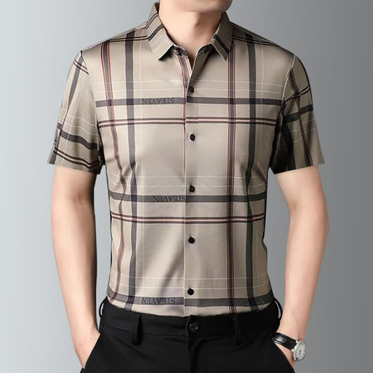 Half Sleeves Men's Cotton Check Shirt