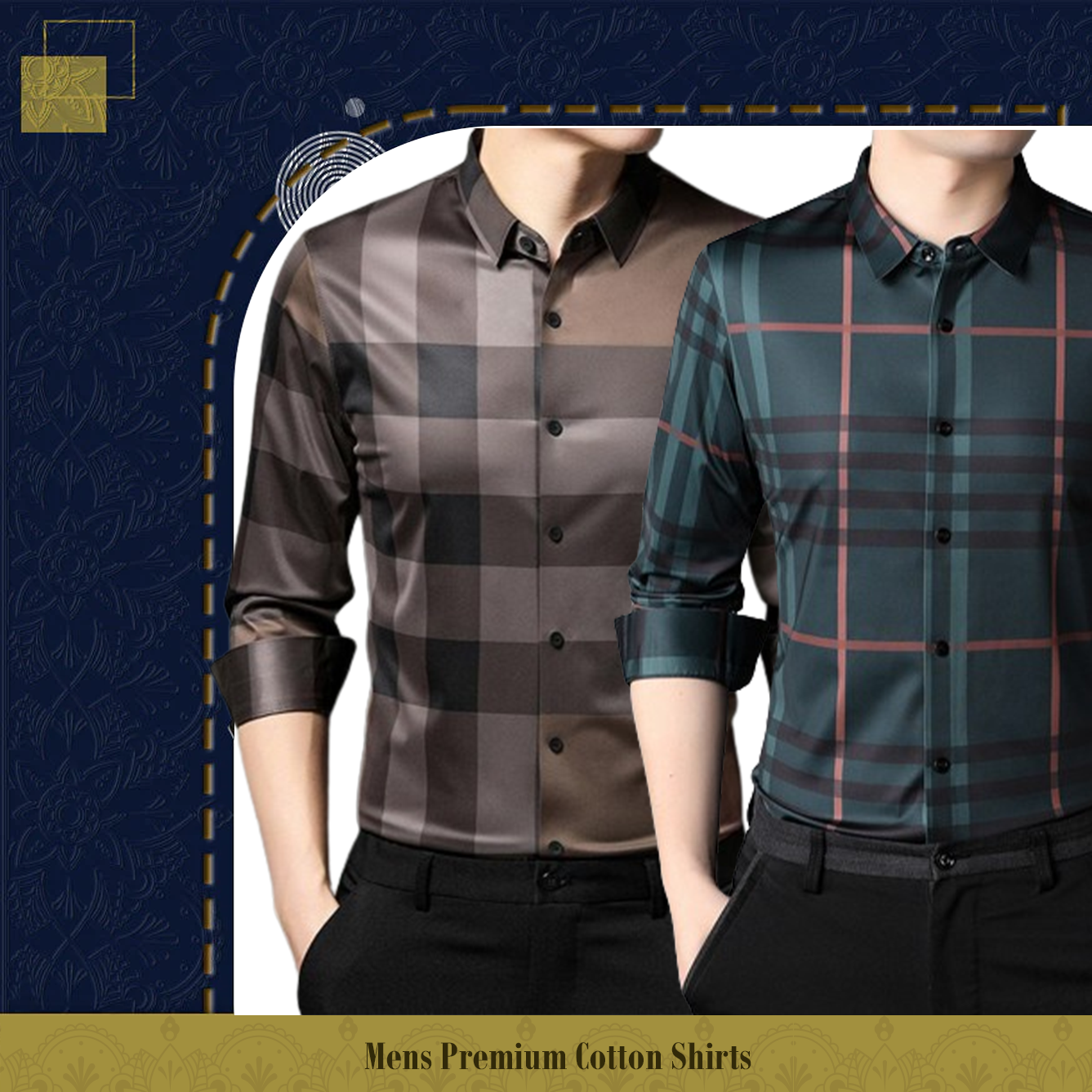 Pack of 2 Full Sleeve Cotton Check Shirt (BB CHECK+GBL)