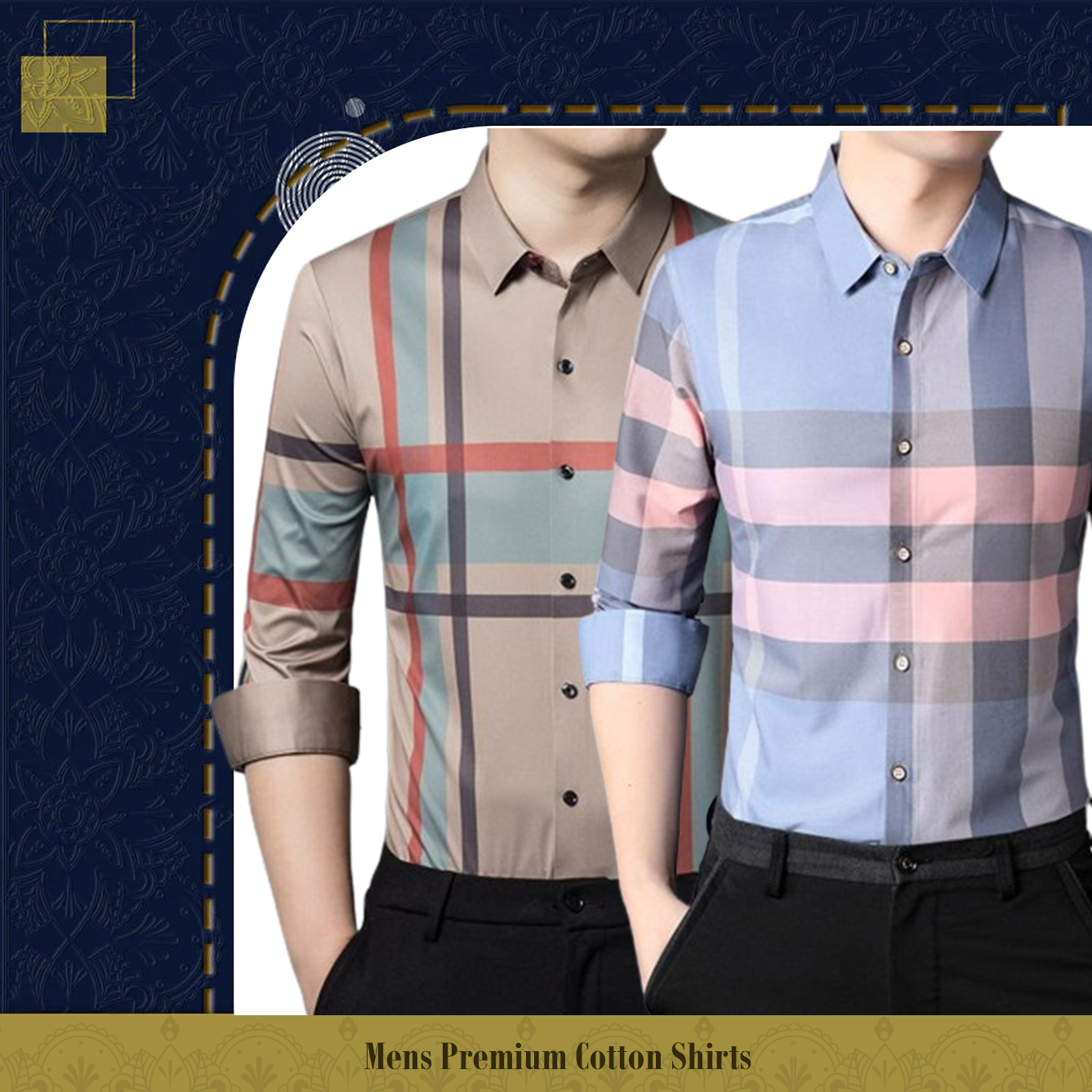 Pack of 2 Full Sleeve Cotton Check Shirt (PEACH+SBP)