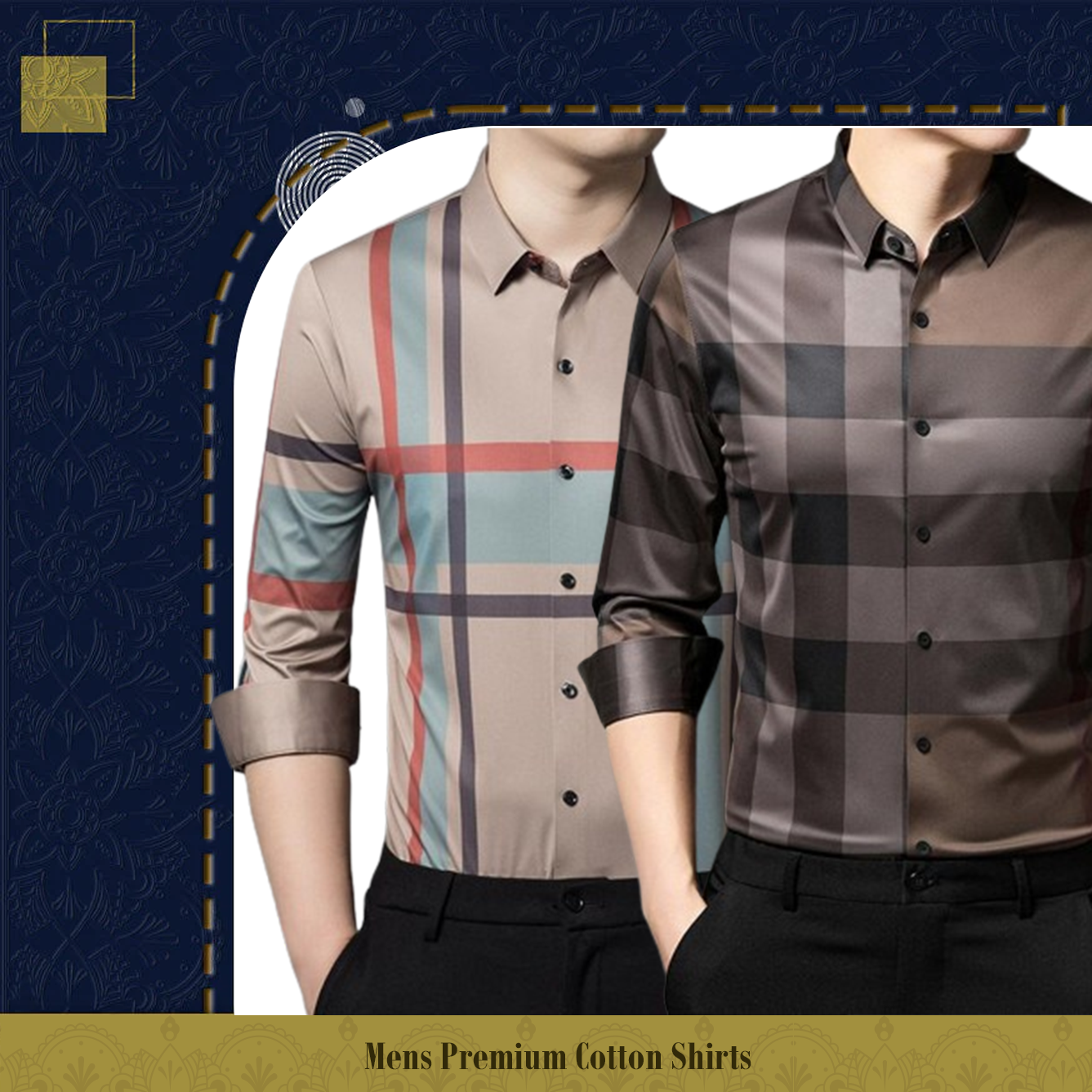 Pack of 2 Full Sleeve Cotton Check Shirt (PEACH+BB CHECK)