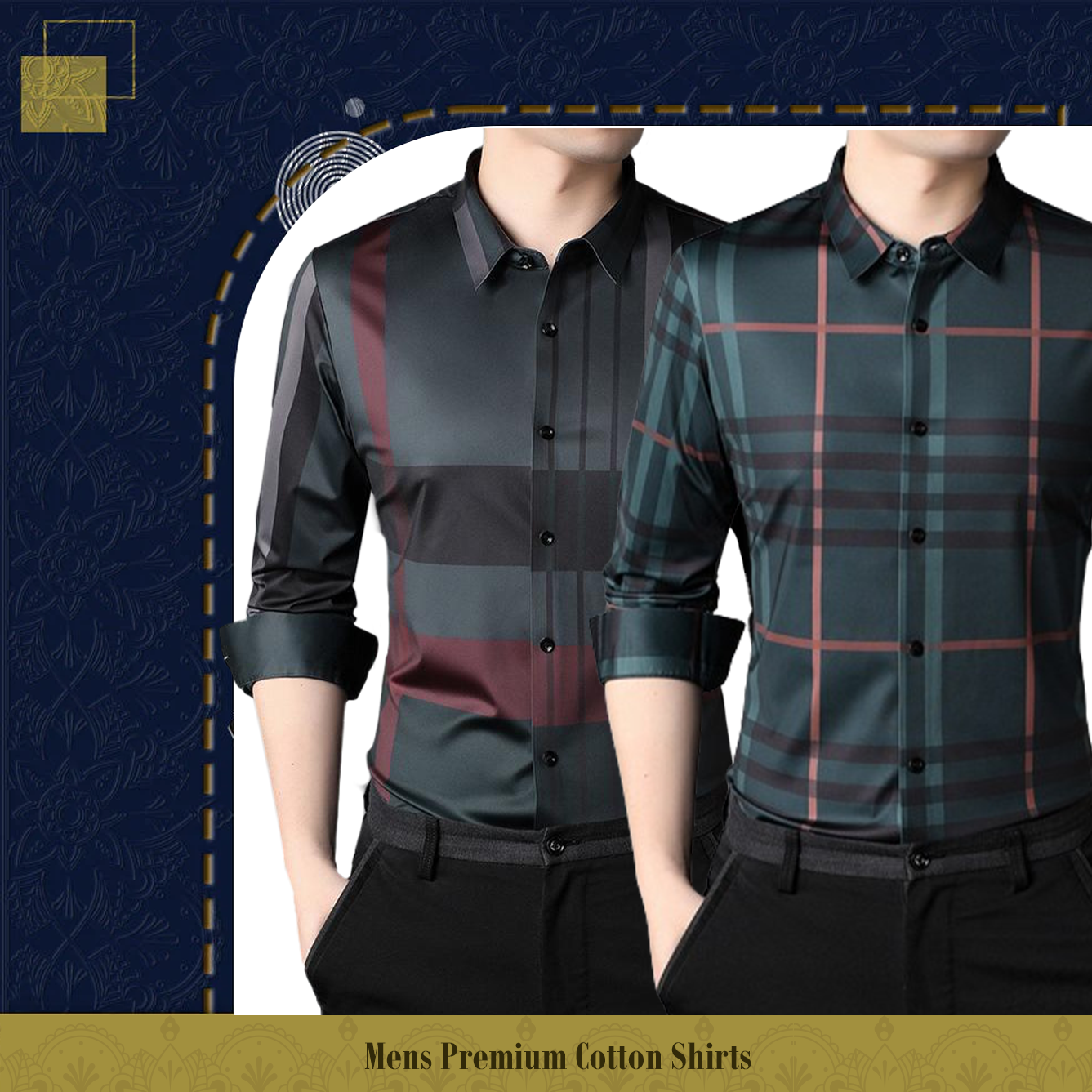 Pack of 2 Full Sleeve Cotton Check Shirt (RBL+GBL)