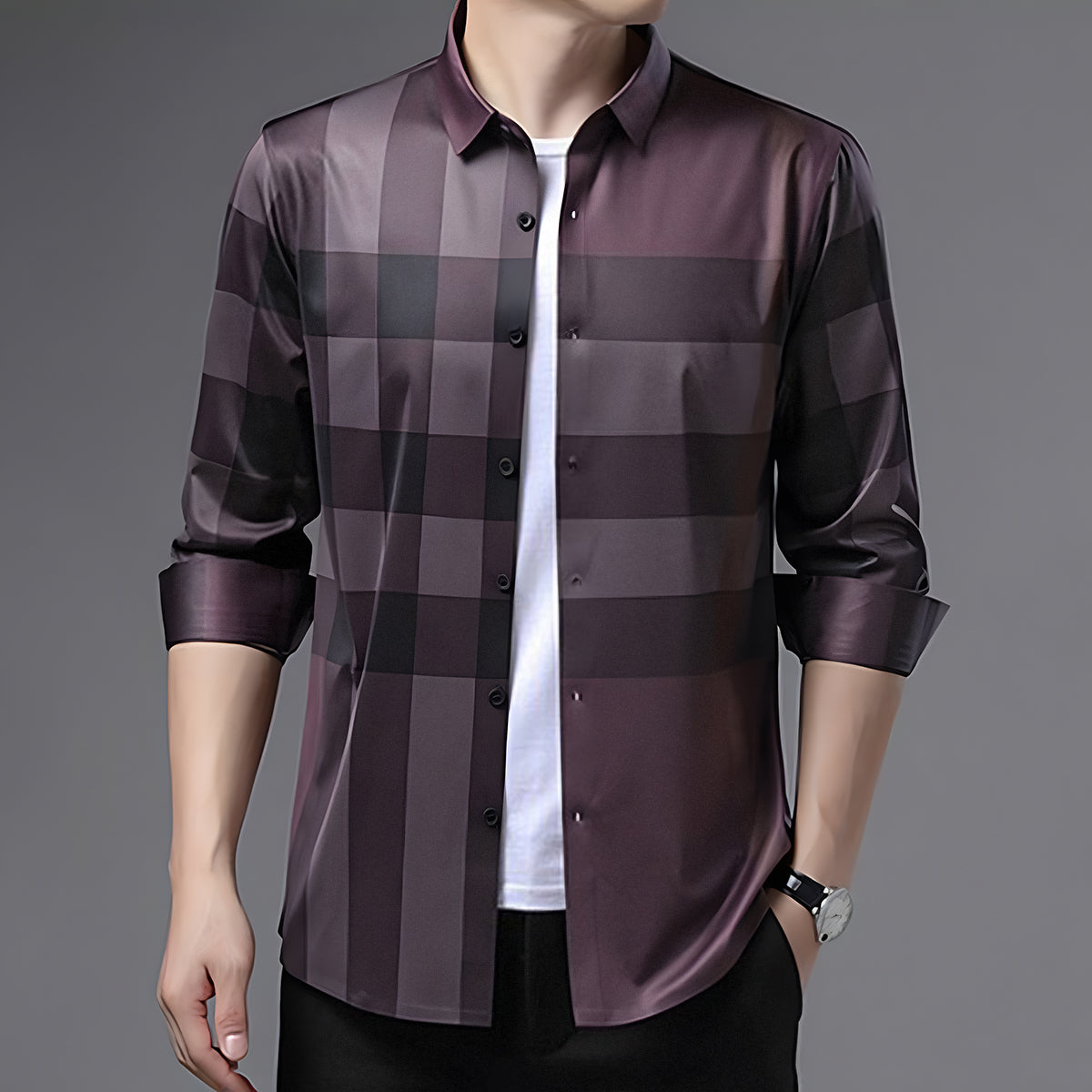 Maroon Majesty Full Sleeve Cotton Check Shirt (BB 2)