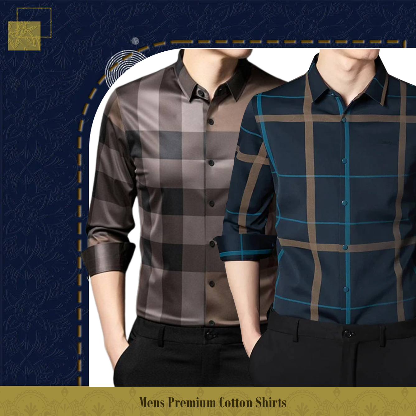 Pack of 2 Full Sleeve Cotton Check Shirt (BB CHECK+BLUE G)