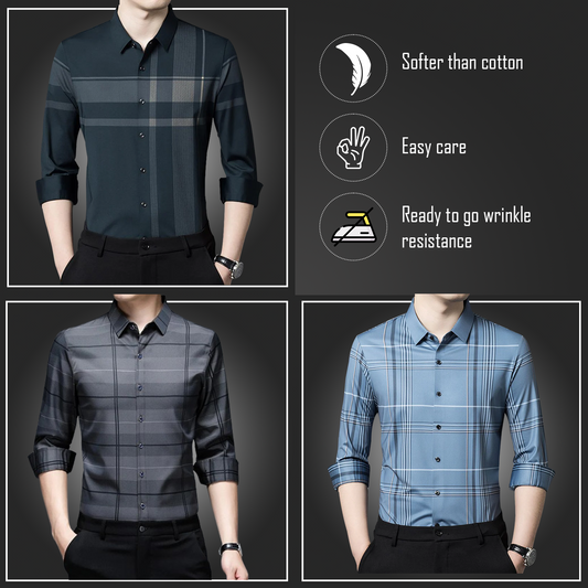 Latest Pack of 3 ( Men's Premium Cotton Shirts ) DGC+SILVER L+GL 2