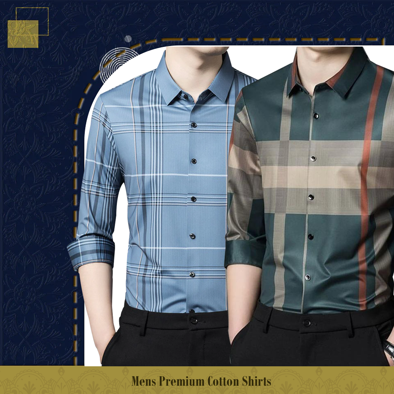 Pack of 2 Full Sleeve Cotton Check Shirt (GL 2+GREEN)
