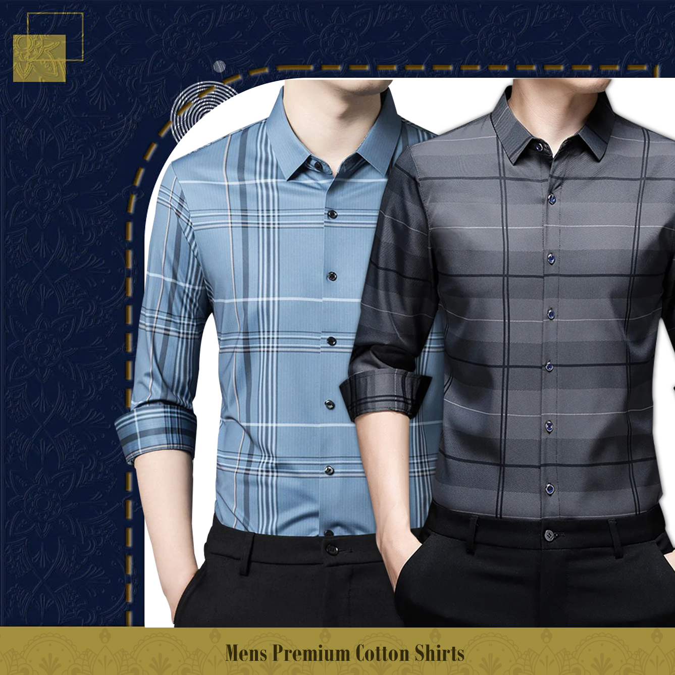 Pack of 2 Full Sleeve Cotton Check Shirt (GL 2+SILVER L)