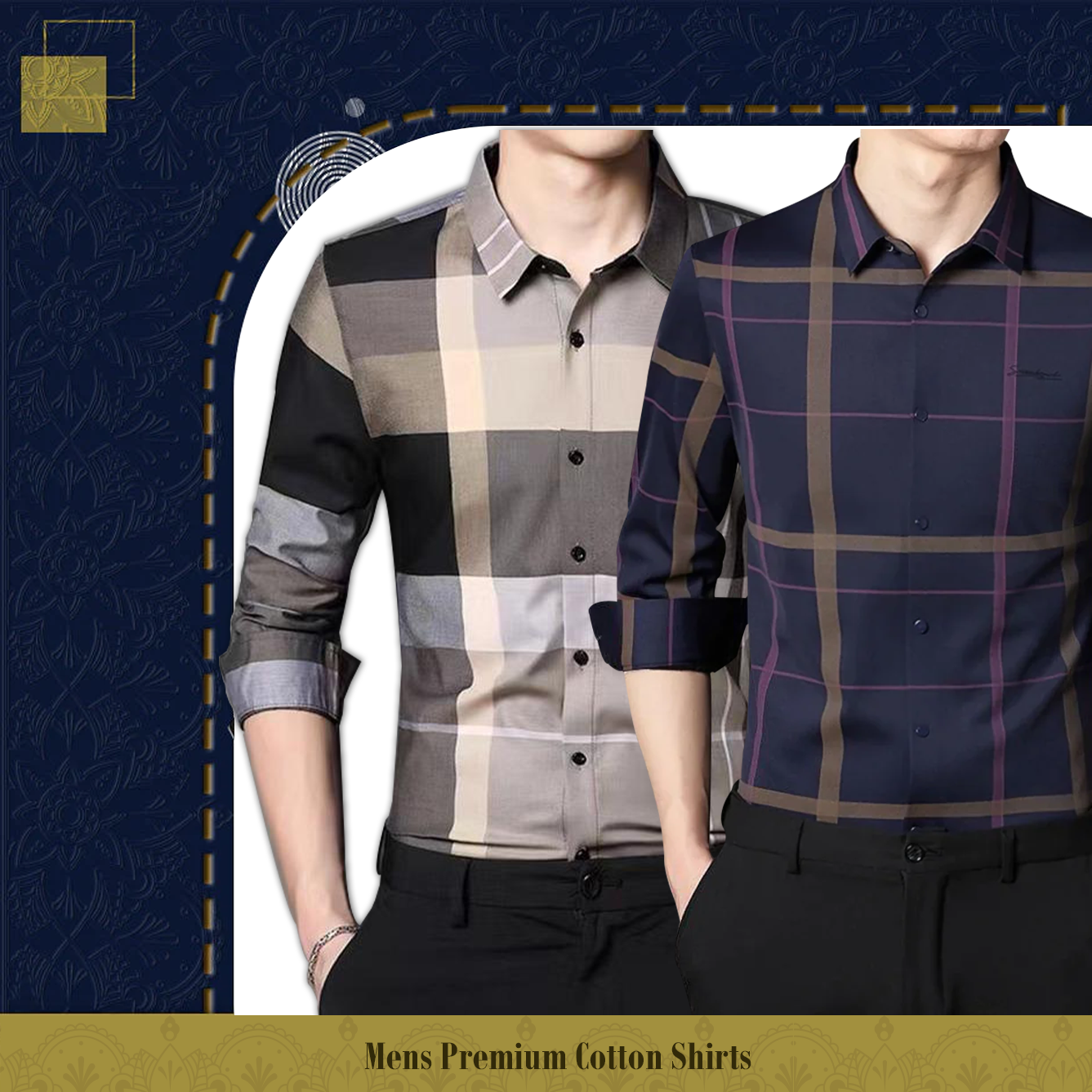 Pack of 2 Full Sleeve Cotton Check Shirt (CGL+PURPLE)