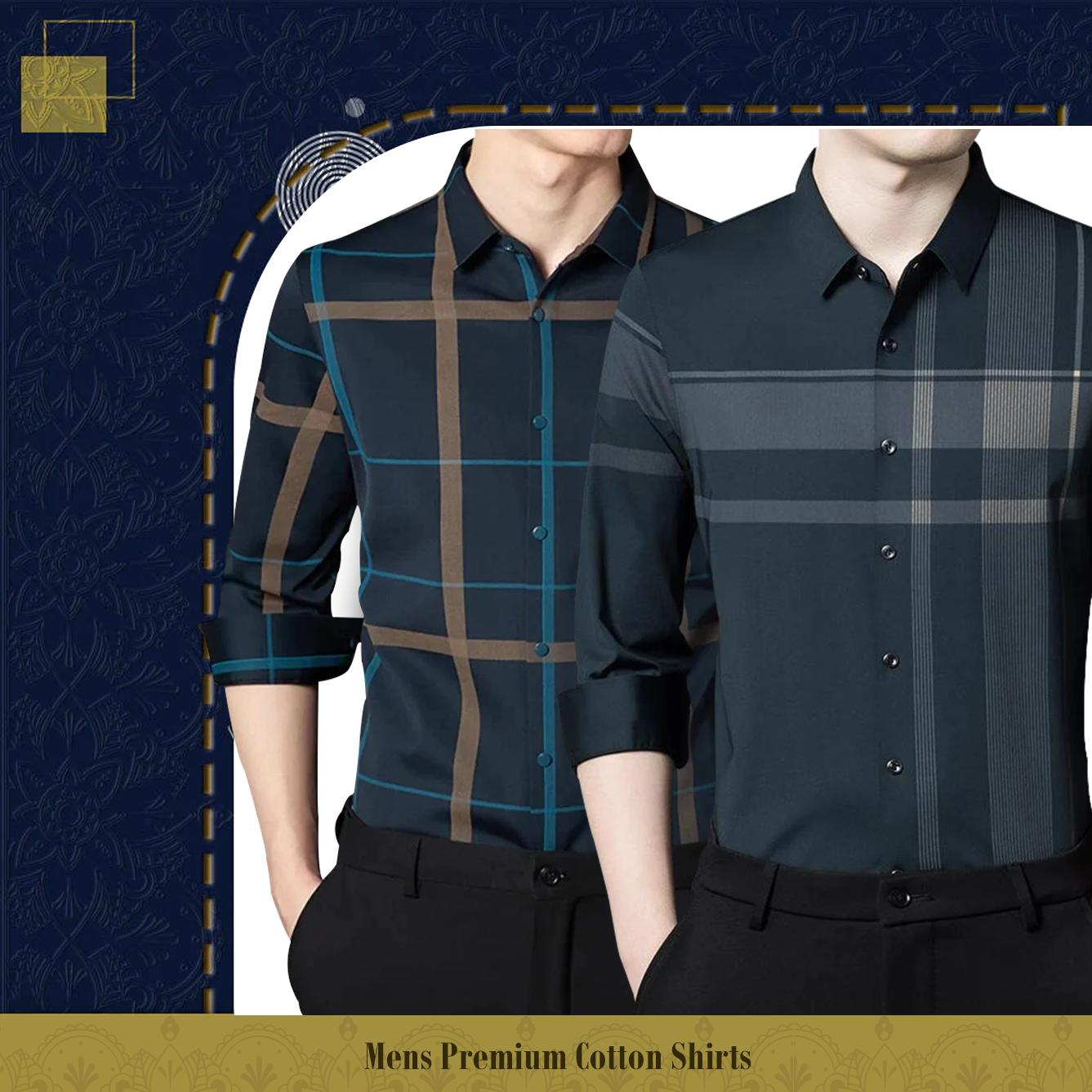 Pack of 2 Full Sleeve Cotton Check Shirt (BLUE G+DGC)