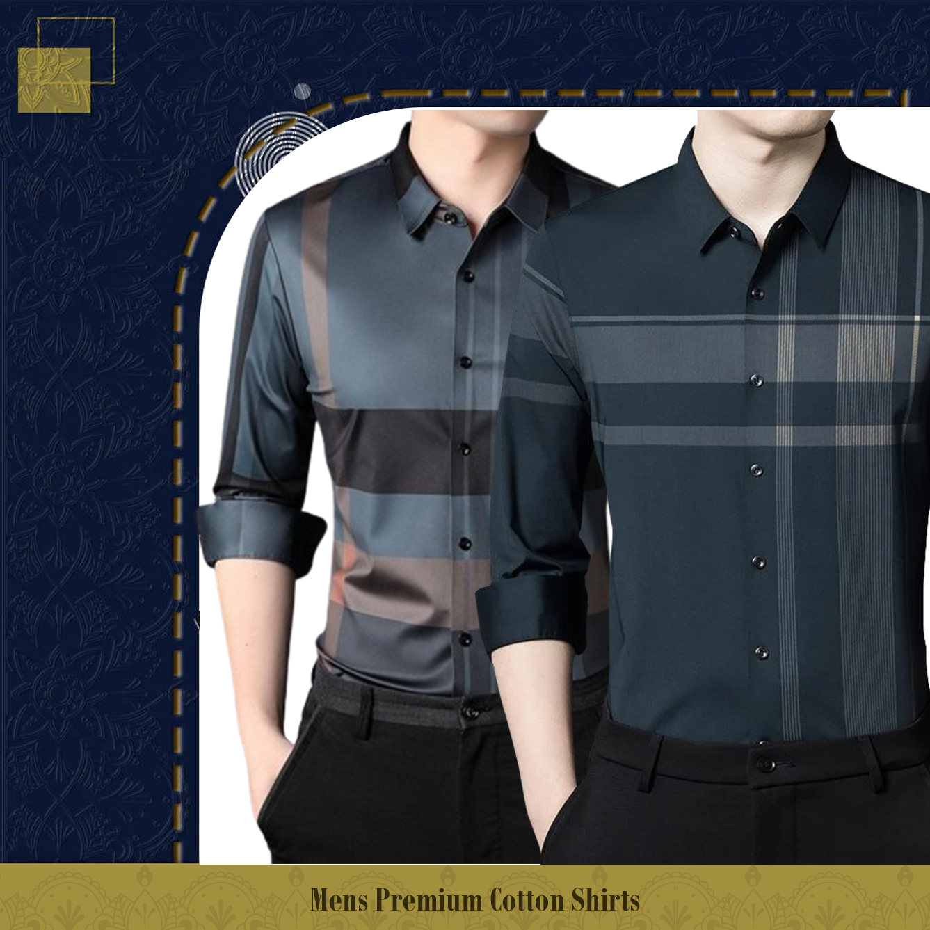 Pack of 2 Full Sleeve Cotton Check Shirt (BBB+DGC)
