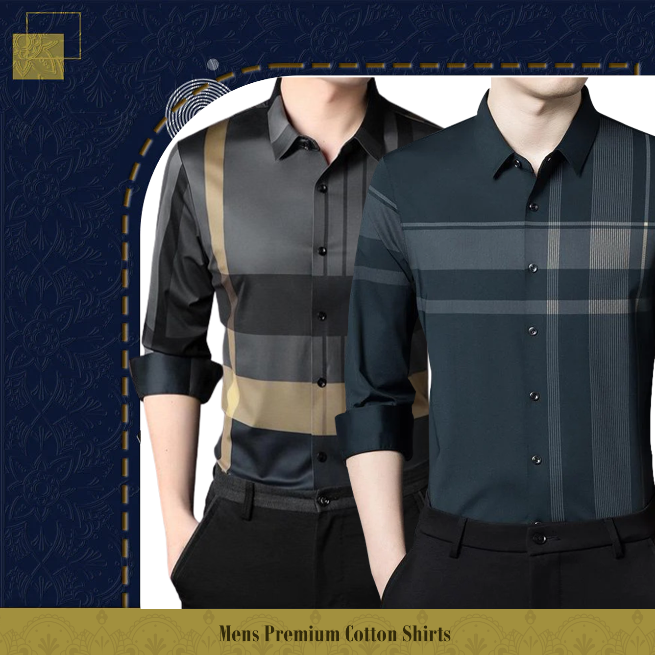 Pack of 2 Full Sleeve Cotton Check Shirt (GYL+DGC)