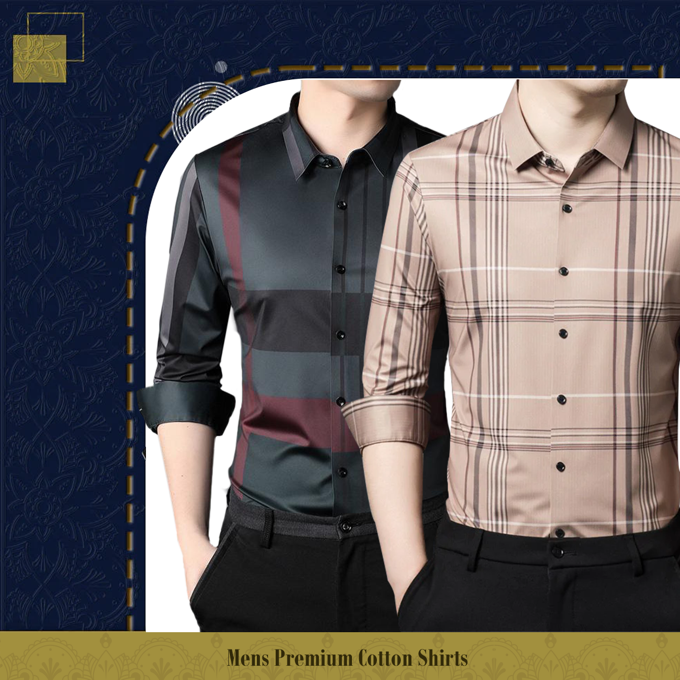 Pack of 2 Full Sleeve Cotton Check Shirt (RBL+PEACH 2)