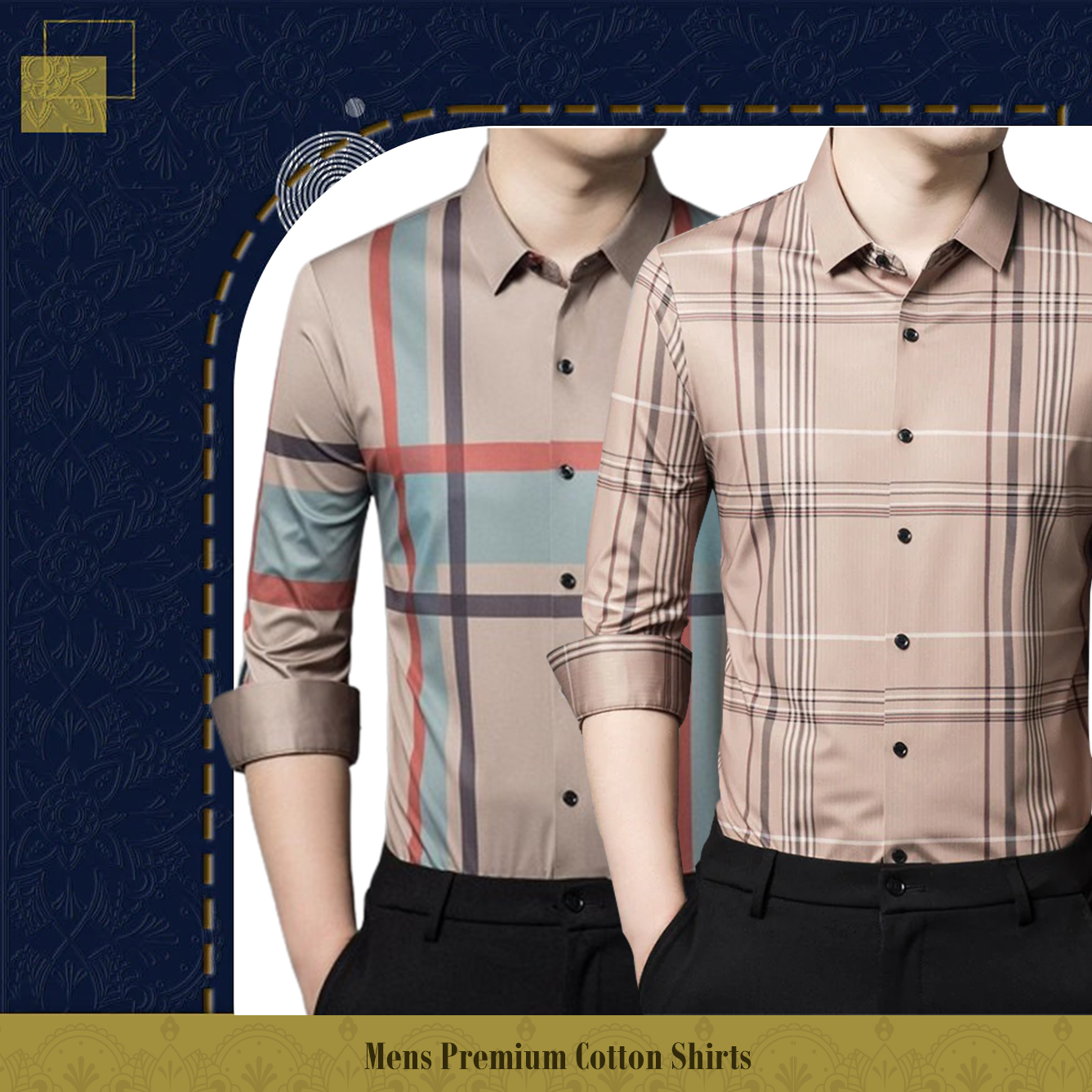 Pack of 2 Full Sleeve Cotton Check Shirt (PEACH+PEACH 2)