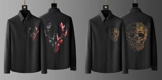 Pack Of 2 Black Luxury Cotton Shirts (DEER+SKULL)