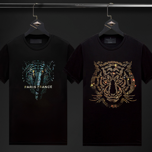 Pack Of 2 Luxury Cotton T-shirts (PARIS+TIGER 1)