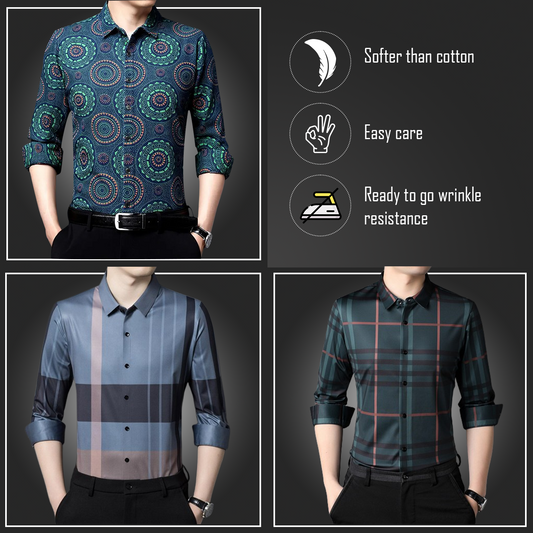 Pack of 3 ( Men's Premium Cotton Shirts ) BCP+D GREY+GBL