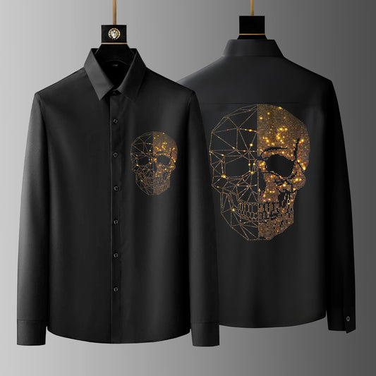 Pack Of 2 Black Luxury Cotton Shirts (SKULL+RULER)