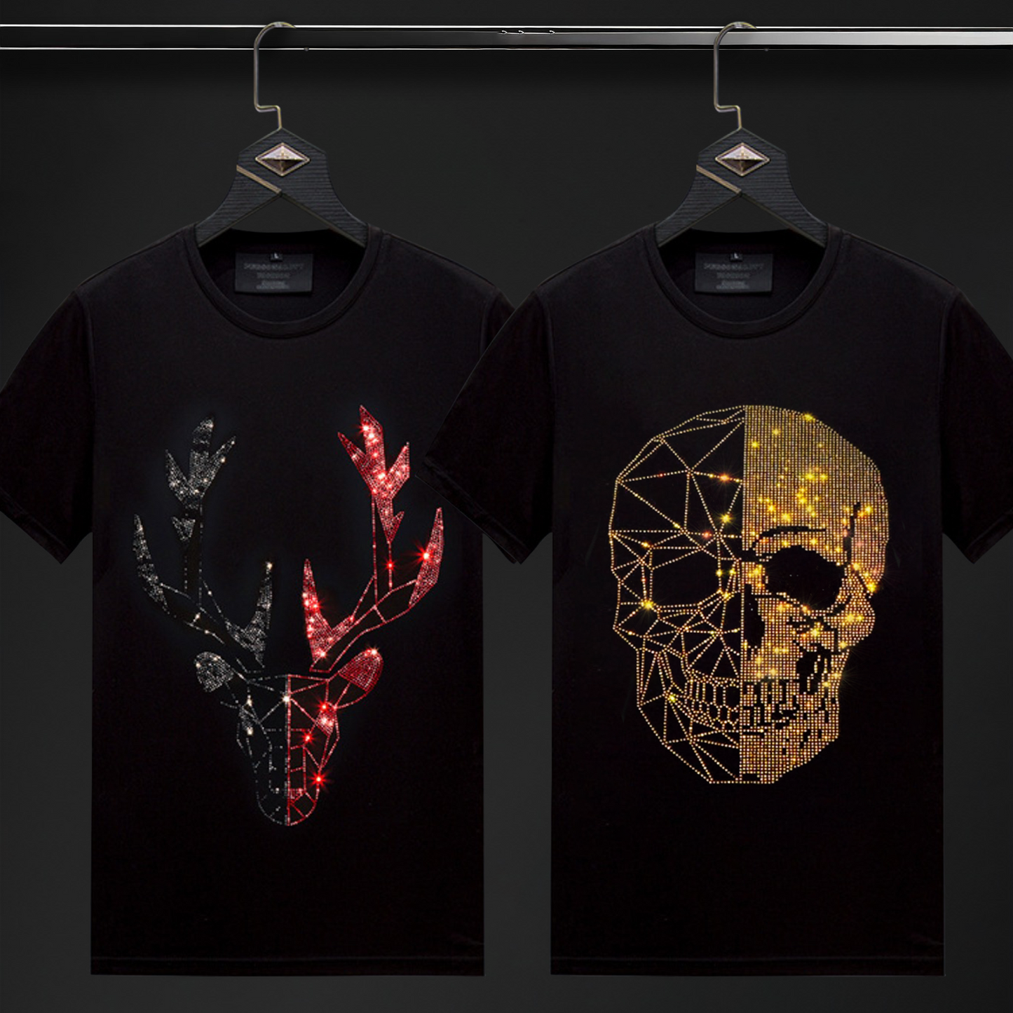 Pack Of 2 Luxury Cotton T-shirts (DEER+SKULL)