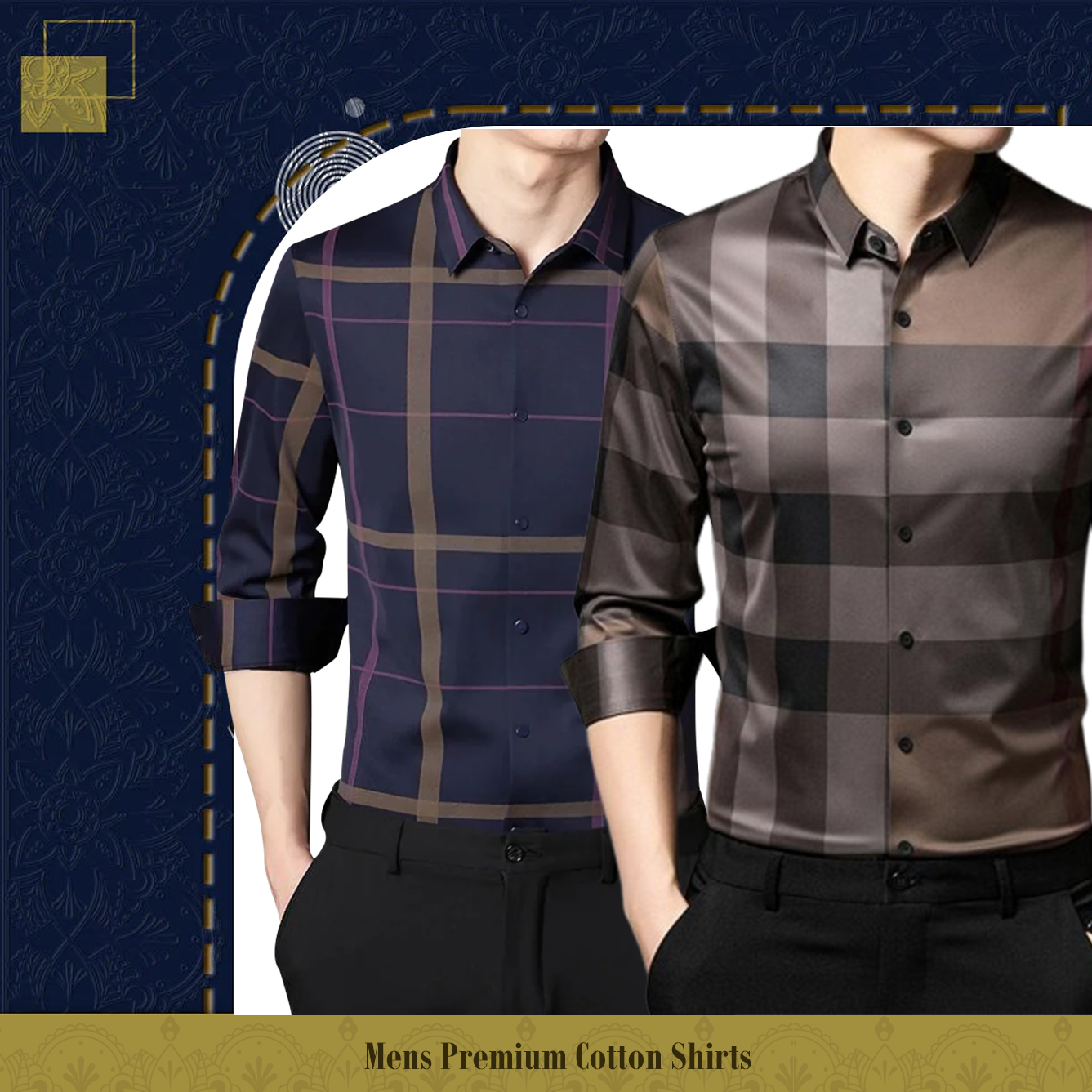 Men's Premium Cotton Shirts (PURPLE+BB CHECK)