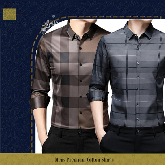 Men's Premium Cotton Shirts (BB Check + SILVER L)