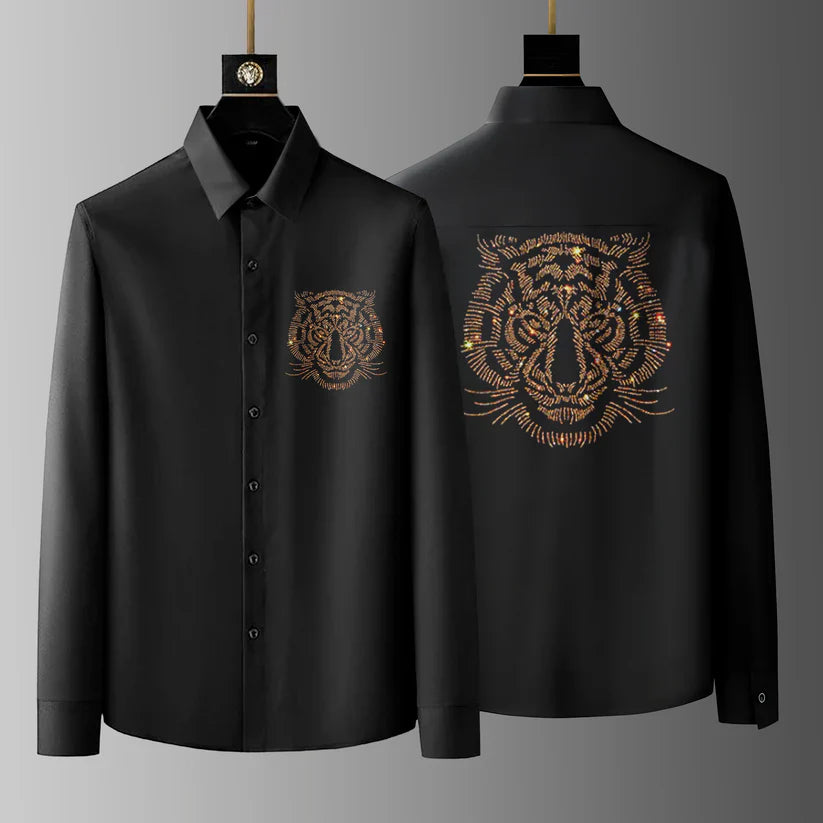 Pack Of 2 Black Luxury Cotton Shirts (TIGER 1+LION)